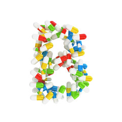 abstract letter B consisting of pills