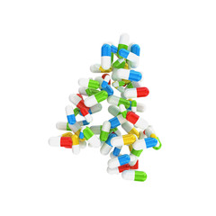 4 number made abstract  with colorful pills