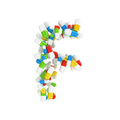 abstract letter F consisting of pills