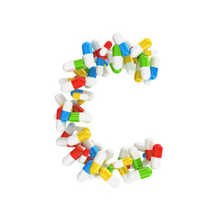 abstract letter C consisting of pills