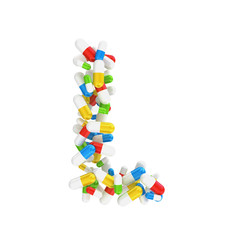abstract letter L consisting of pills