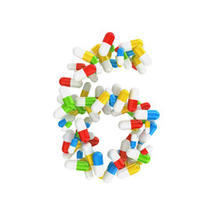 6 number made abstract  with colorful pills