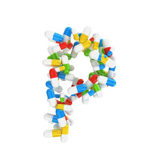 abstract letter P consisting of pills