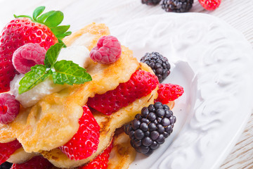 Pancake. Crepes With Berries