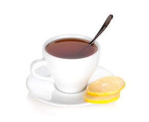 Tea cup with lemon slices