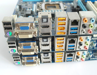 Back side of computer main boards.