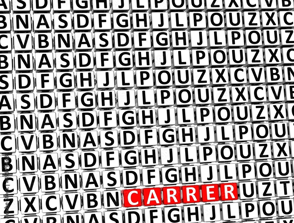 Poster 3d word carrer inside different letters blocks