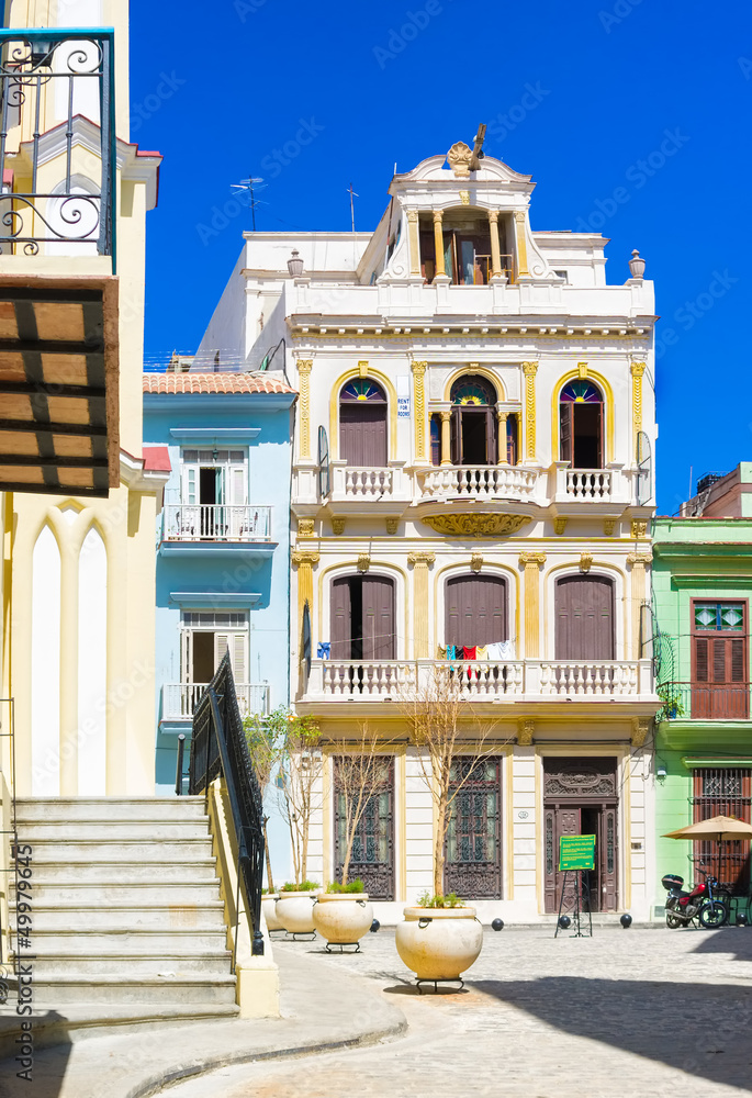 Canvas Prints typical colorful buildings in old havana