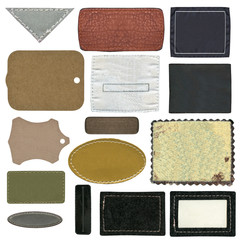Blank leather, textile jeans labels