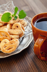 coffee and cookies on a table