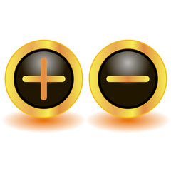 Fototapeta premium Gold plus and minus buttons