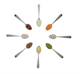 spoons with different cereals