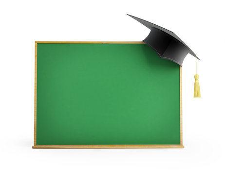 blackboard, chalkboard, graduation cap 3d Illustrations
