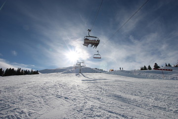 Ski chairlift at ski slope