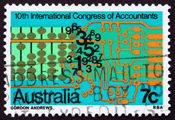 Postage stamp Australia 1972 Abacus, Numerals and Computer Circu