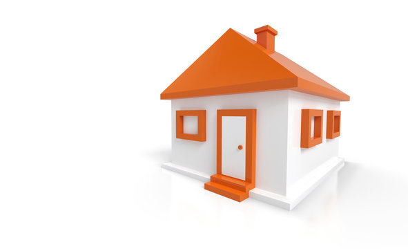 3D Haus Orange Weiß