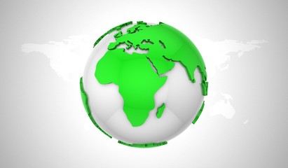 Globe. Gray background, 3d render