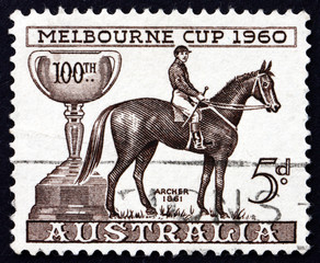 Postage stamp Australia 1960 Melbourne Cup and Archer