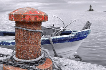Muelle con Barco b&n