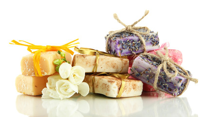 Natural handmade soap, isolated on white