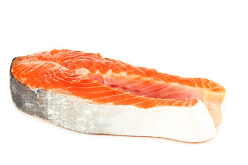 Piece of red fish isolated on white