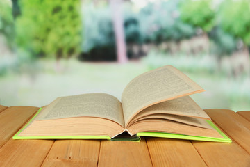 Opened book on bright background