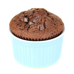 Cupcakes in bowls for baking isolated on white