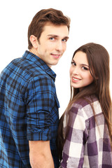 Loving couple isolated on white