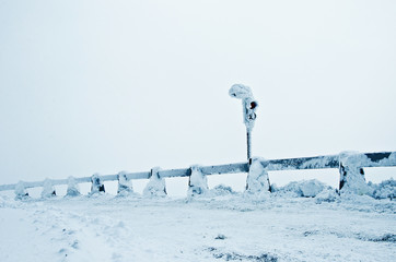 frozen traffic signalization on the road