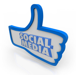 Social Media Words Blue Thumbs Up Community Network