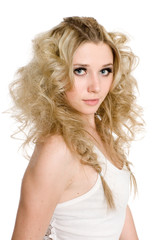 Girl with blond curly hair