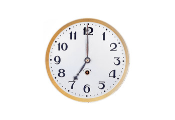 Antique vintage clock, isolated on white background