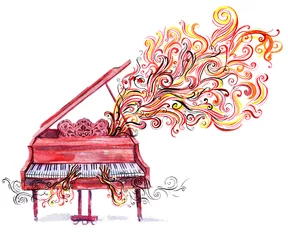Photo sur Plexiglas Peintures musique de piano