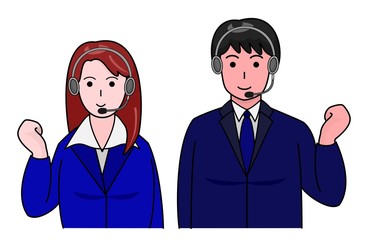 ガッツポーズをするオペレーター