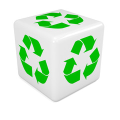 White recycle dice