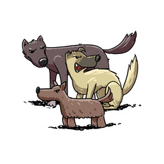 stray dogs pack. vector illustration