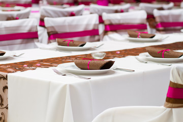 wedding tables set for fine dining or another catered event