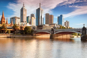 Fotobehang Australië De skyline van Melbourne vanaf Southbank