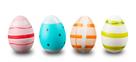 colorful easter eggs on white background