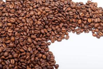 coffee beans close up isolated on white