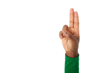 Finger zum Schwur nach oben gestreckt