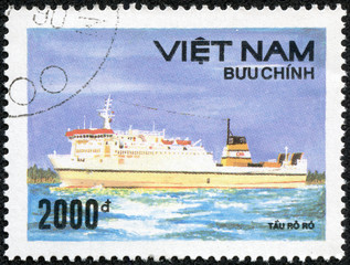 stamp printed in Vietnam, shows ship