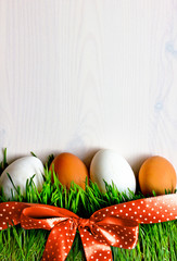 Easter eggs on the grass