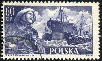 stamp shows Fisherman, S.S. Chopin and Trawlers