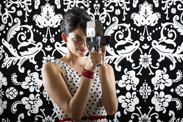 old school camera woman