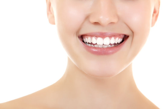 Beautiful smile of young fresh woman with healthy white teeth