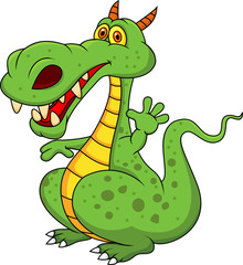 Fototapeta premium Cute green dragon cartoon