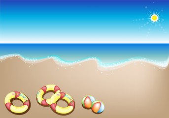 Illustration of Inflatable Rings and Beach Balls