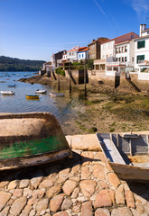 Wooden boats and a fishing village