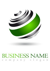 Business logo 3D green sphere design - 50009069